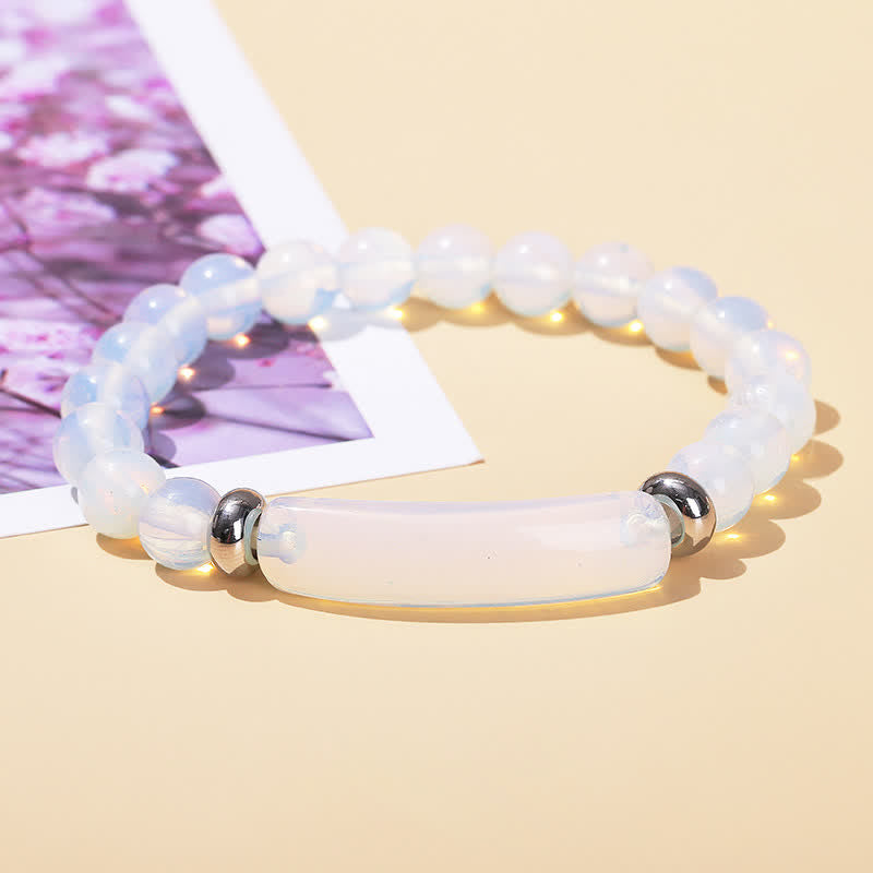Olivenorma Natural Stone Long Crystal Beaded Bracelet - Opalite - image 25