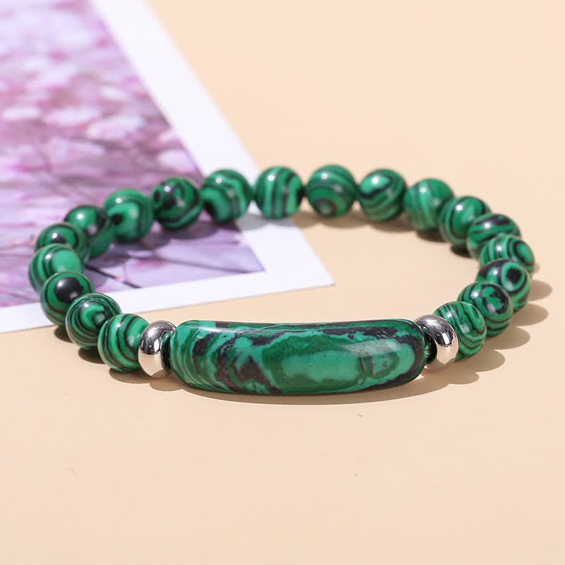 Olivenorma Natural Stone Long Crystal Beaded Bracelet - Malachite - image 13