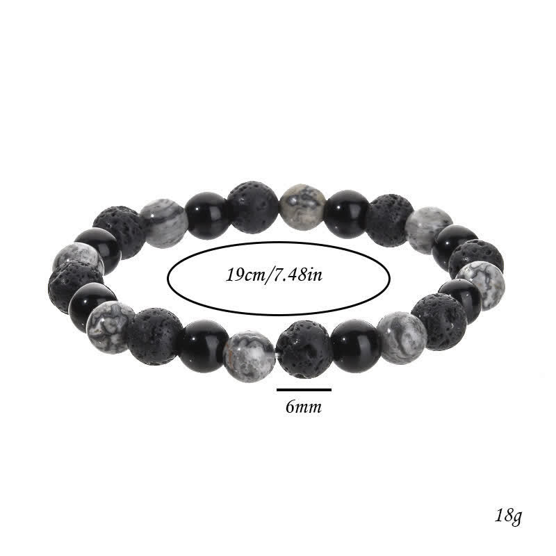 Olivenorma Grey Jasper Obsidian Lava Stone Beaded Bracelet - image 3