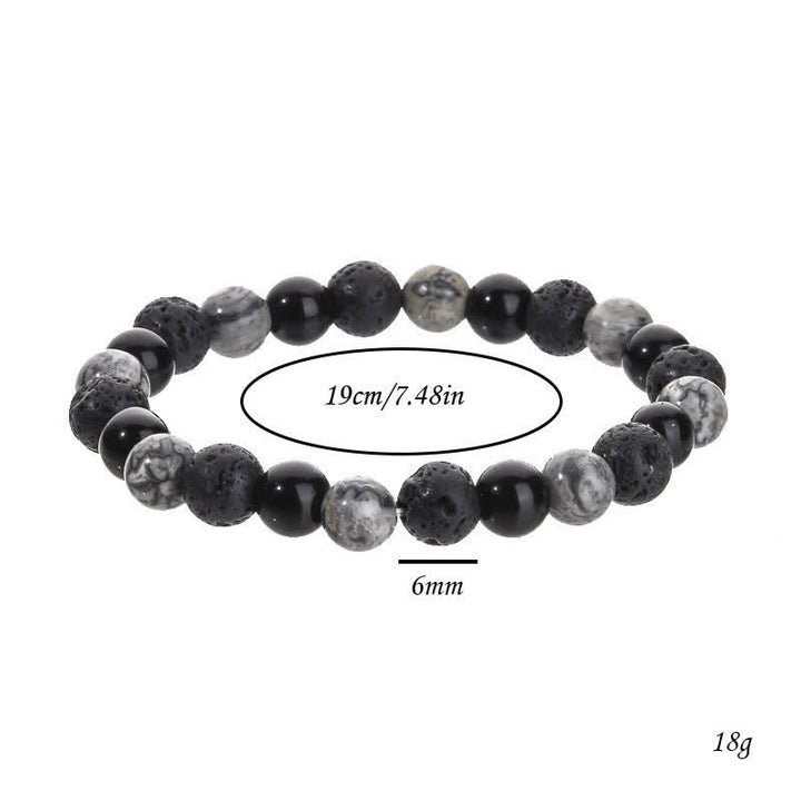 Olivenorma Grey Jasper Obsidian Lava Stone Beaded Bracelet - image 3