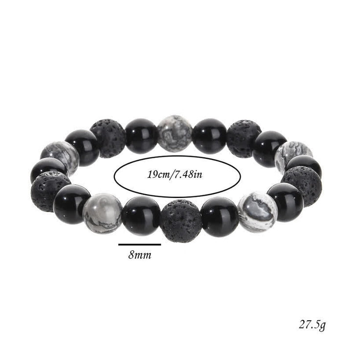 Olivenorma Grey Jasper Obsidian Lava Stone Beaded Bracelet - image 5
