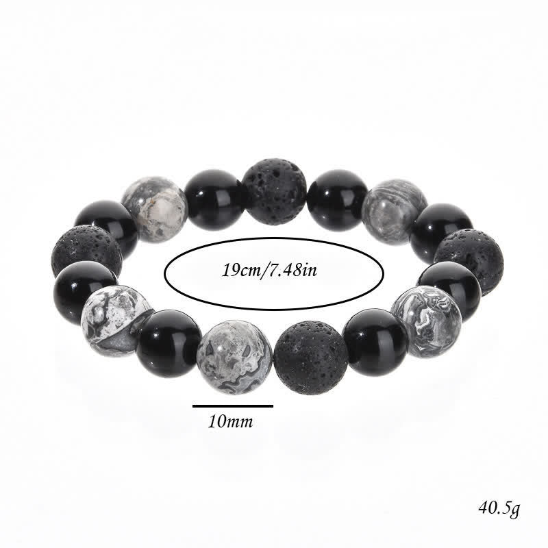 Olivenorma Grey Jasper Obsidian Lava Stone Beaded Bracelet - image 7
