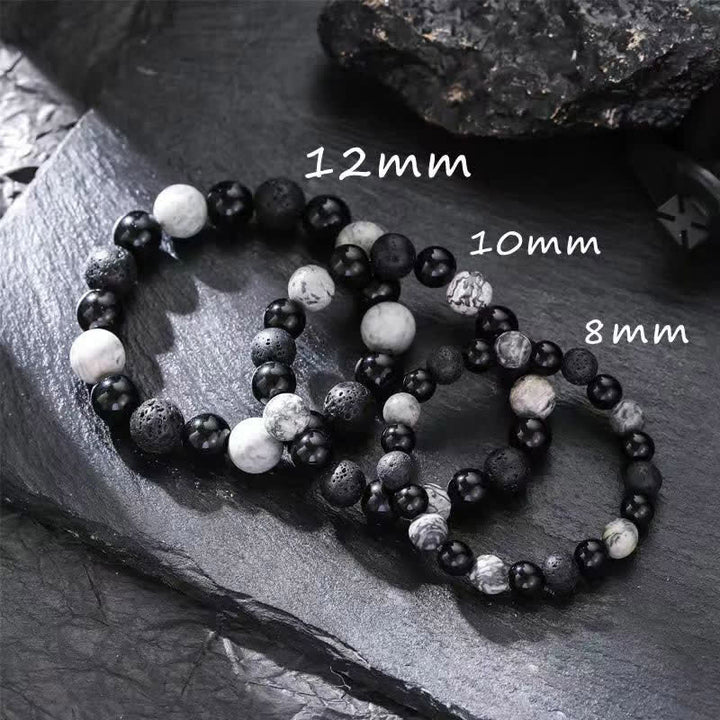 Olivenorma Grey Jasper Obsidian Lava Stone Beaded Bracelet - image 0