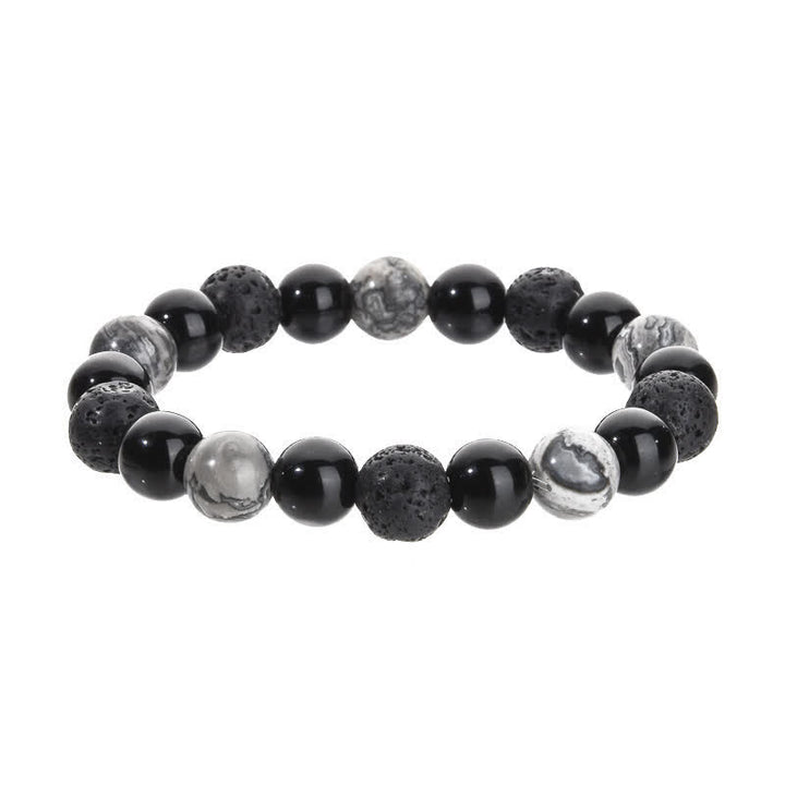 Olivenorma Grey Jasper Obsidian Lava Stone Beaded Bracelet - 10mm - image 4