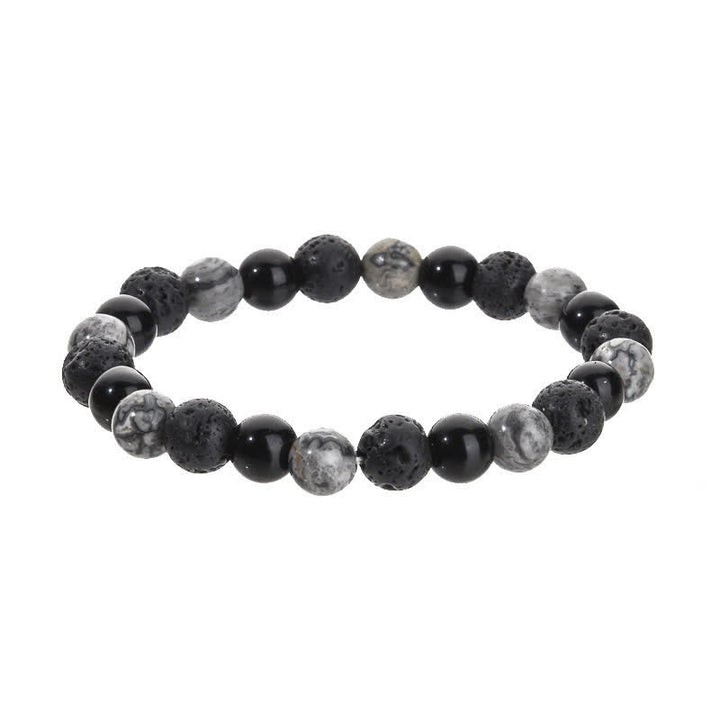 Olivenorma Grey Jasper Obsidian Lava Stone Beaded Bracelet - image 1