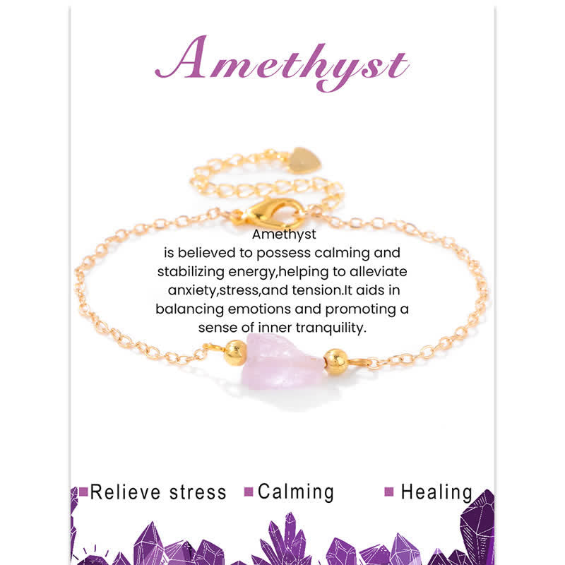 Olivenorma Natural Irregular Rough Stone Pendant Card Bracelet - Amethyst - image 5