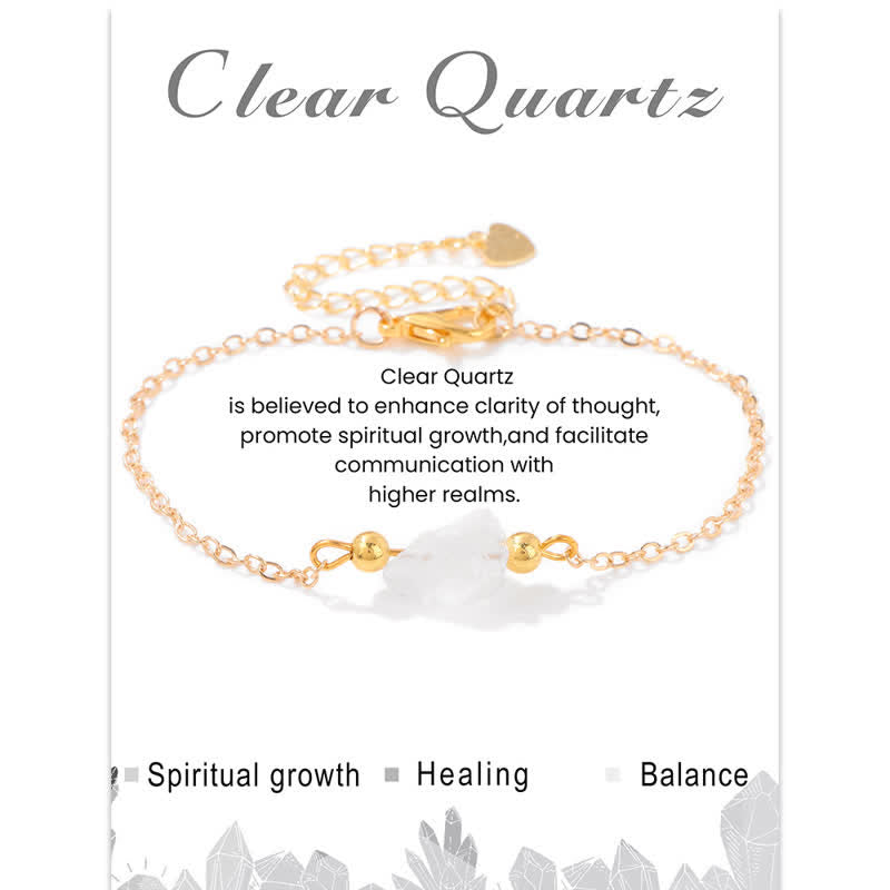 Olivenorma Natural Irregular Rough Stone Pendant Card Bracelet - Clear Crystal - image 3