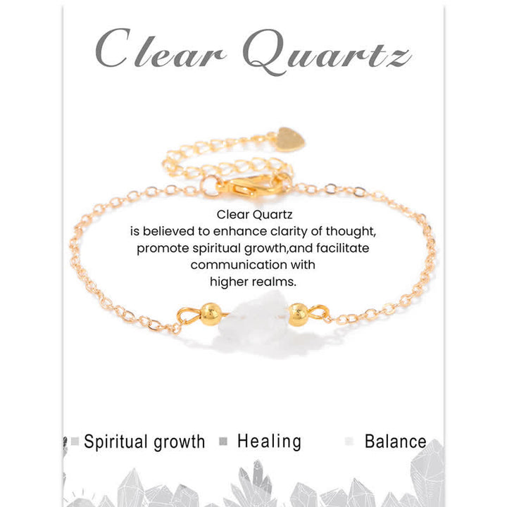 Olivenorma Natural Irregular Rough Stone Pendant Card Bracelet - Clear Crystal - image 3