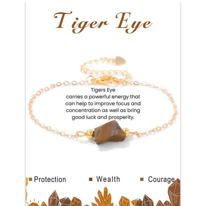 Olivenorma Natural Irregular Rough Stone Pendant Card Bracelet - Tiger Eye - image 11