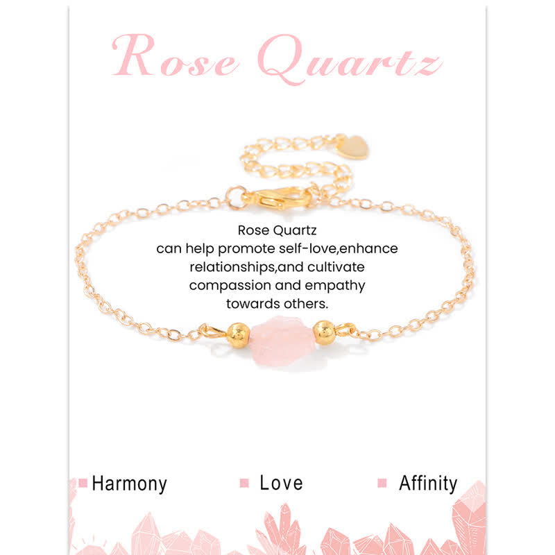 Olivenorma Natural Irregular Rough Stone Pendant Card Bracelet - Rose Quartz - image 13