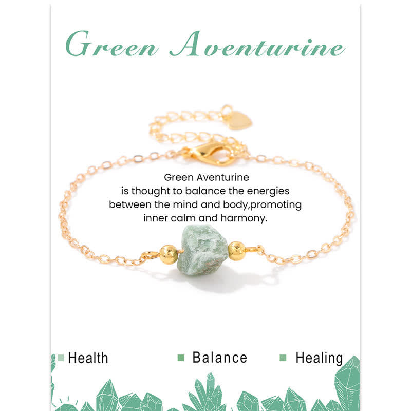 Olivenorma Natural Irregular Rough Stone Pendant Card Bracelet - Green Aventurine - image 17