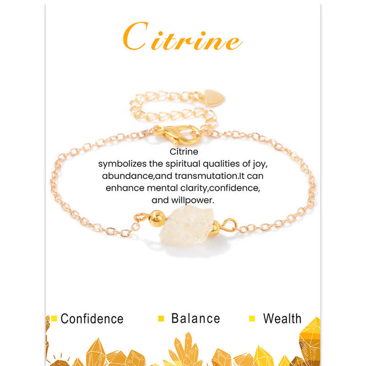 Olivenorma Natural Irregular Rough Stone Pendant Card Bracelet - Citrine - image 15