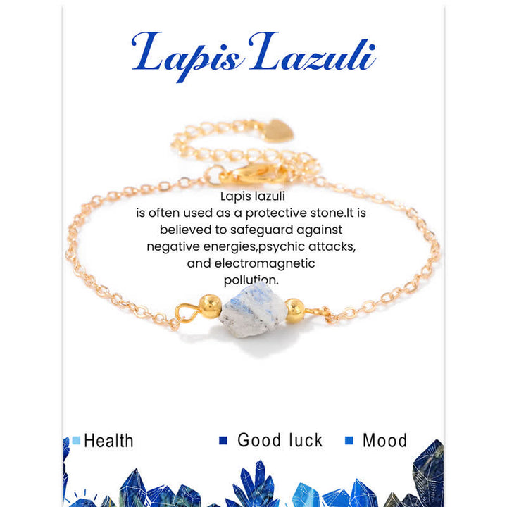 Olivenorma Natural Irregular Rough Stone Pendant Card Bracelet - Lapis Lazuli - image 9