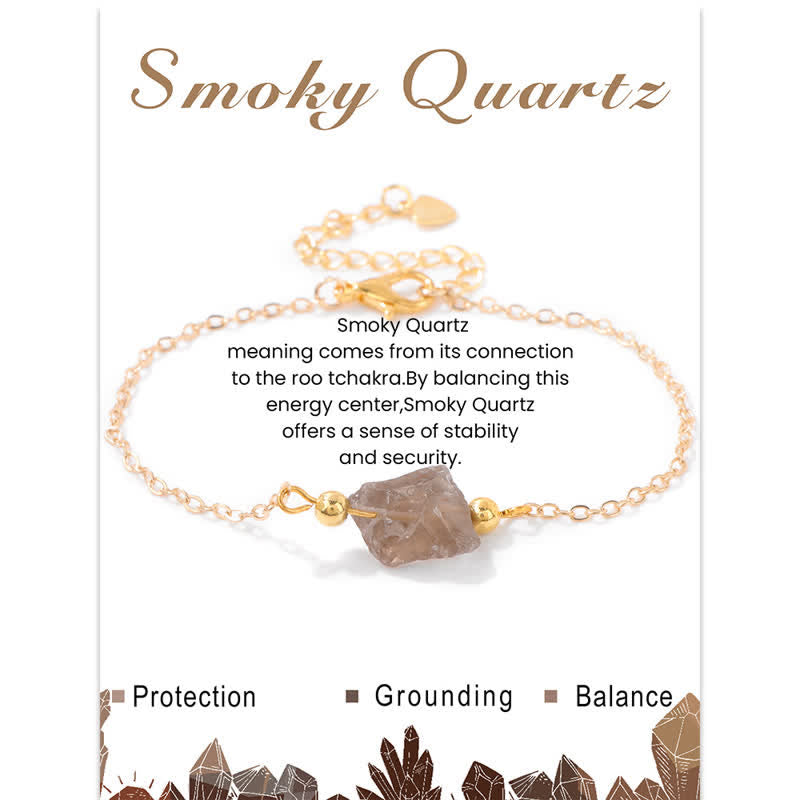 Olivenorma Natural Irregular Rough Stone Pendant Card Bracelet - Smoky Quartz - image 7