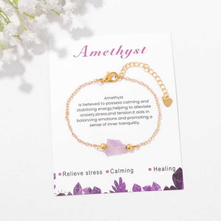 Olivenorma Natural Irregular Rough Stone Pendant Card Bracelet - image 20