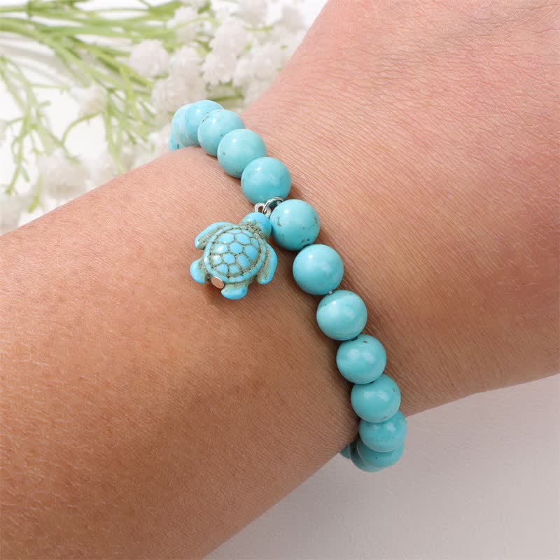 Olivenorma Natural Stone Turquoise Turtle Pendant Bracelet - image 4