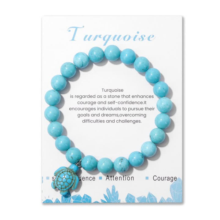 Olivenorma Natural Stone Turquoise Turtle Pendant Bracelet - Turquoise - image 3
