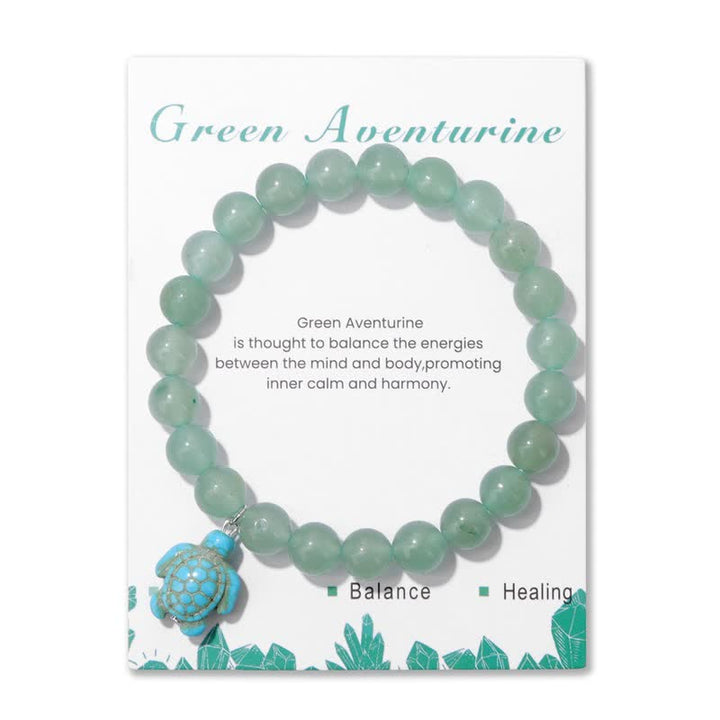 Olivenorma Natural Stone Turquoise Turtle Pendant Bracelet - Green Aventurine - image 11