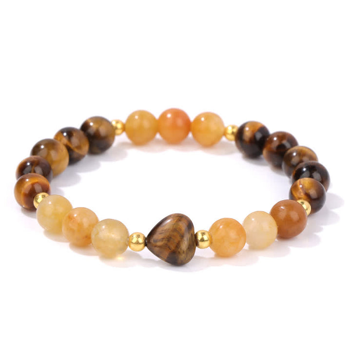 Olivenorma Natural Stone Heart Beaded Bracelet - Tiger Eye & Sun Stone - image 18