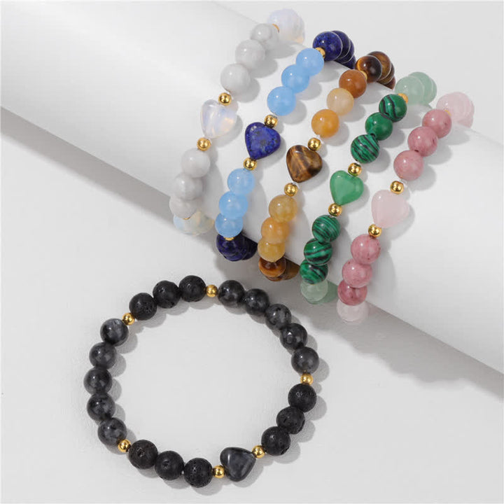 Olivenorma Natural Stone Heart Beaded Bracelet - image 23