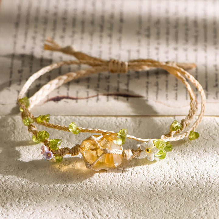 Olivenorma Natural Crystal Single Stone Braided Bracelet - Citrine - image 4