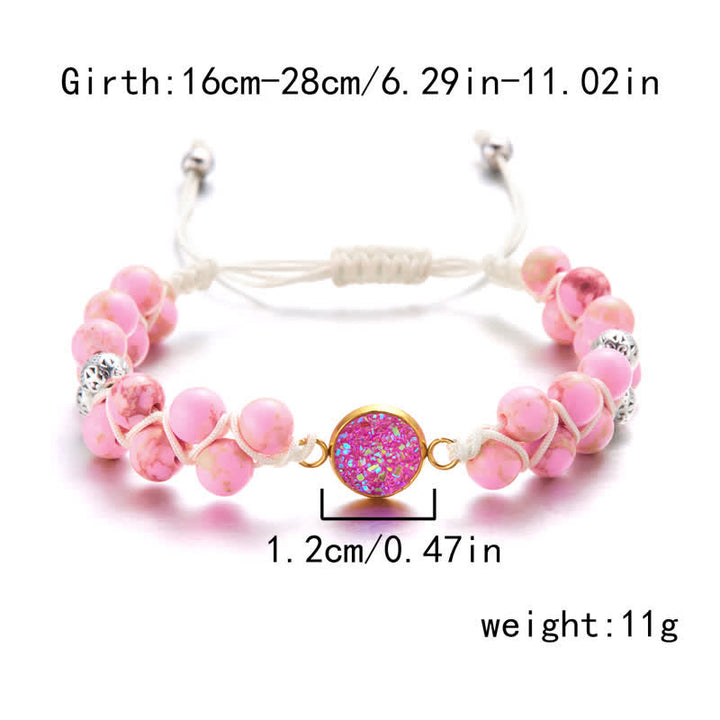 Olivenorma Natural Emperor Stone Braided Double Bracelet - Pink Emperor Stone - image 15