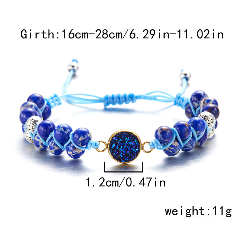 Olivenorma Natural Emperor Stone Braided Double Bracelet - Dark Blue Emperor Stone - image 6