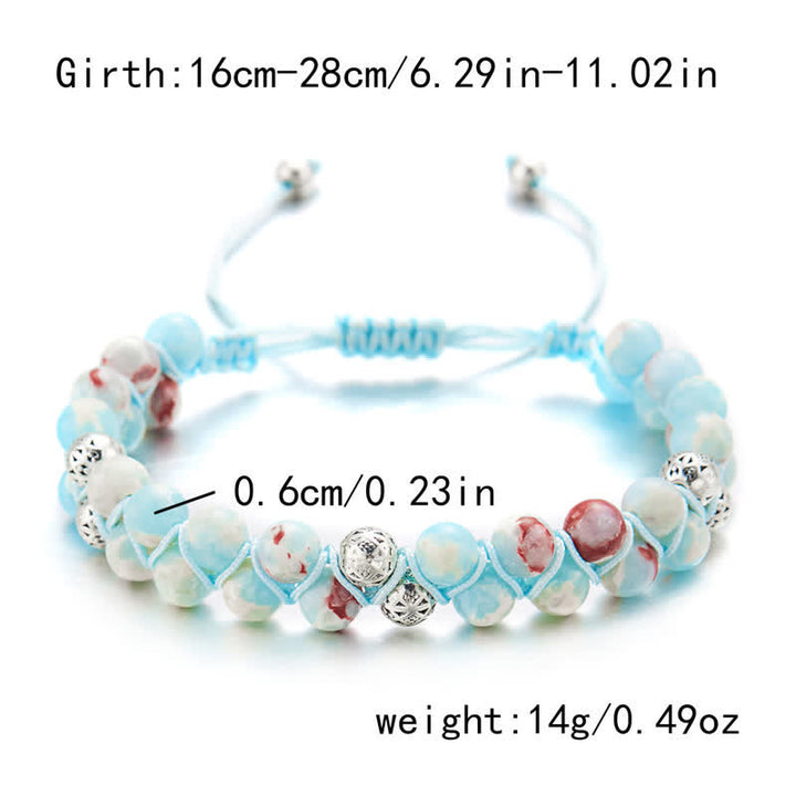 Olivenorma Natural Emperor Stone Braided Metal Bead Double Bracelet - image 3