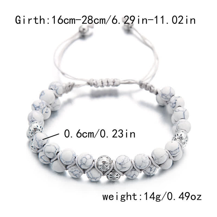 Olivenorma Natural Emperor Stone Braided Metal Bead Double Bracelet - White Emperor Stone - image 7