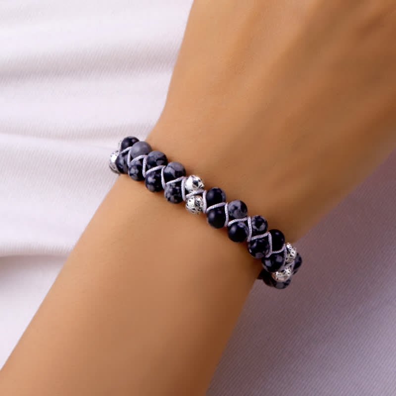 Olivenorma Natural Emperor Stone Braided Metal Bead Double Bracelet - image 13