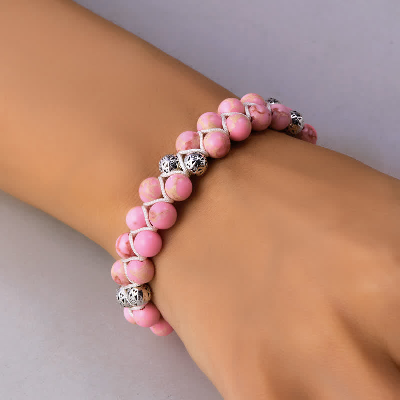 Olivenorma Natural Emperor Stone Braided Metal Bead Double Bracelet - image 6