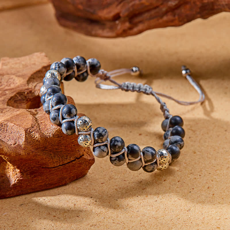 Olivenorma Natural Emperor Stone Braided Metal Bead Double Bracelet - image 12