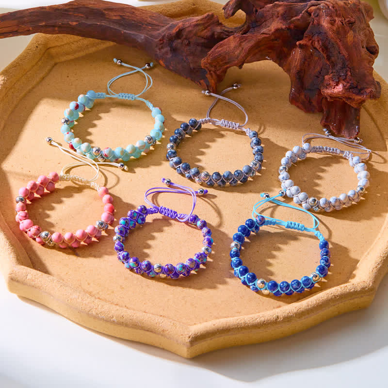 Olivenorma Natural Emperor Stone Braided Metal Bead Double Bracelet - image 23