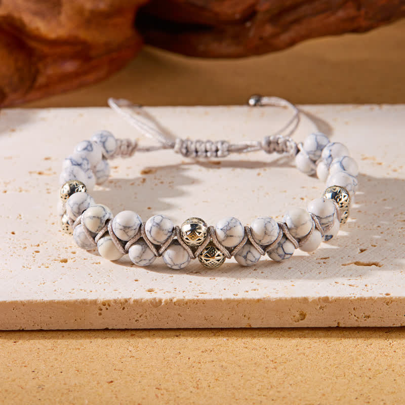 Olivenorma Natural Emperor Stone Braided Metal Bead Double Bracelet - image 8