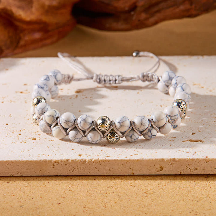 Olivenorma Natural Emperor Stone Braided Metal Bead Double Bracelet - image 8