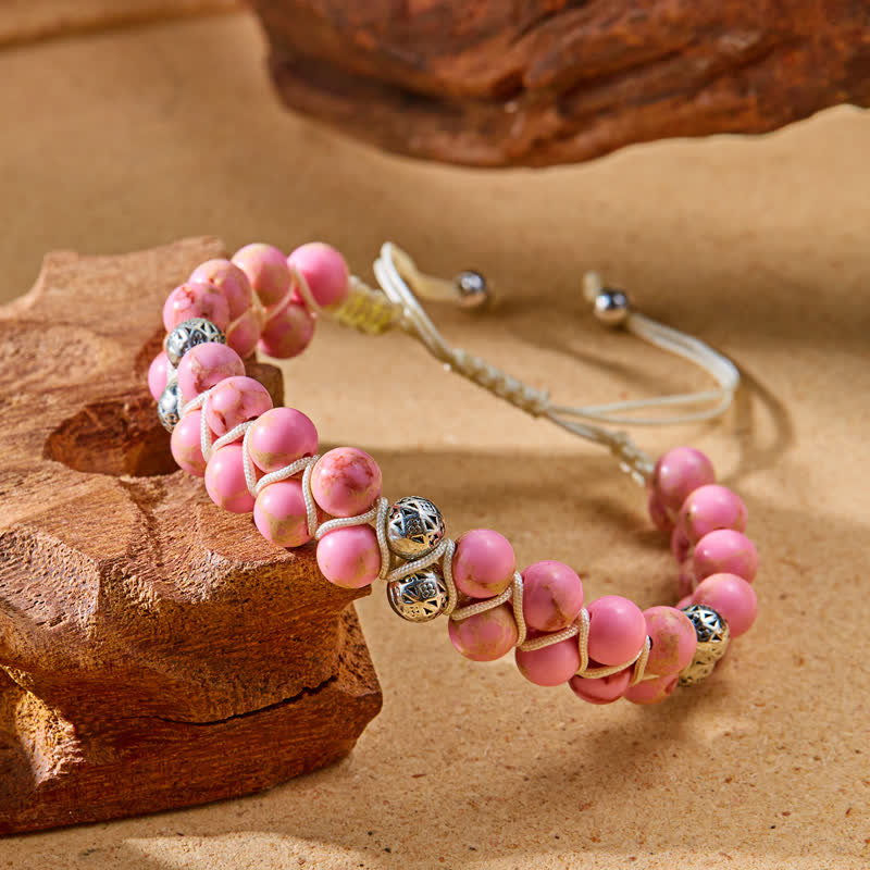 Olivenorma Natural Emperor Stone Braided Metal Bead Double Bracelet - image 5