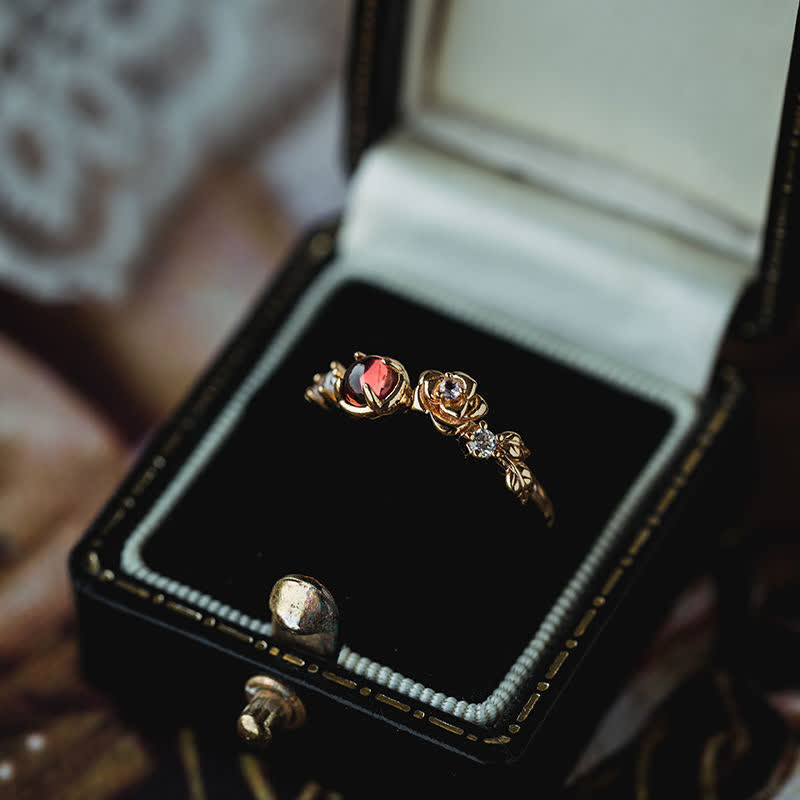 Olivenorma"Venus Rose" - Garnet with Moissanite Rose Ring - image 4