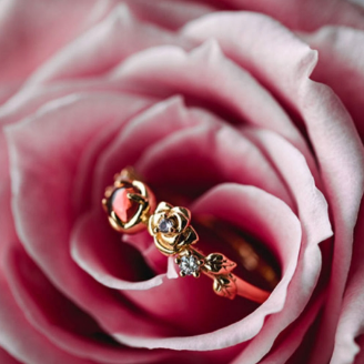 Olivenorma"Venus Rose" - Garnet with Moissanite Rose Ring - image 6