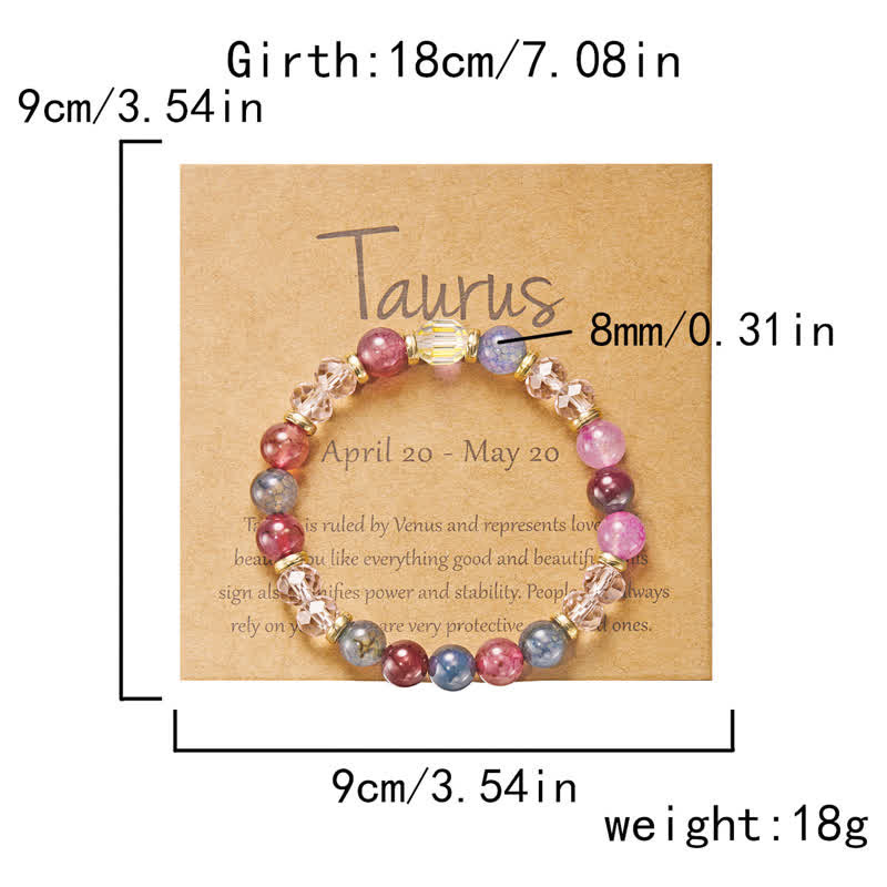Olivenorma Colorful Natural Stone Crystal Twelve Zodiac Bracelet - Taurus - image 4