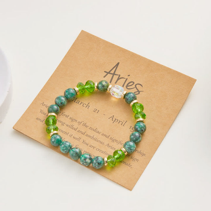 Olivenorma Colorful Natural Stone Crystal Twelve Zodiac Bracelet - Aries - image 0