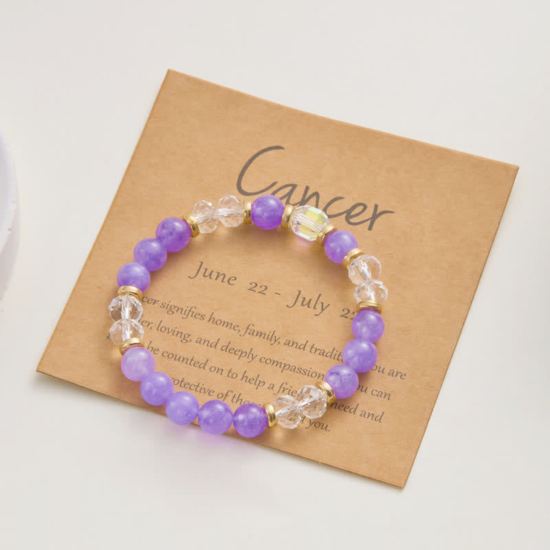 Olivenorma Colorful Natural Stone Crystal Twelve Zodiac Bracelet - Cancer - image 7