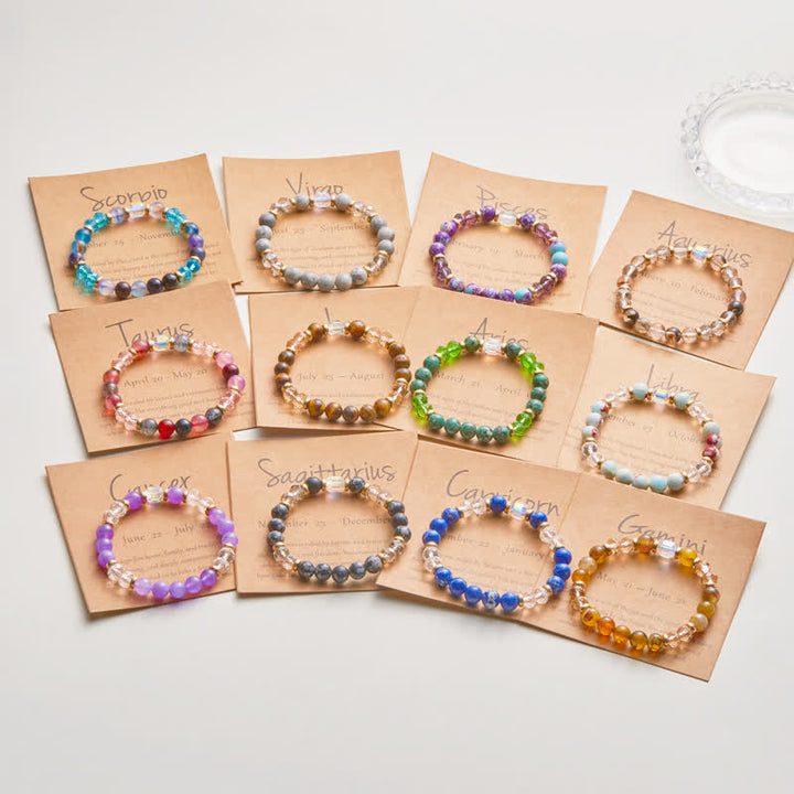 Olivenorma Colorful Natural Stone Crystal Twelve Zodiac Bracelet - image 36