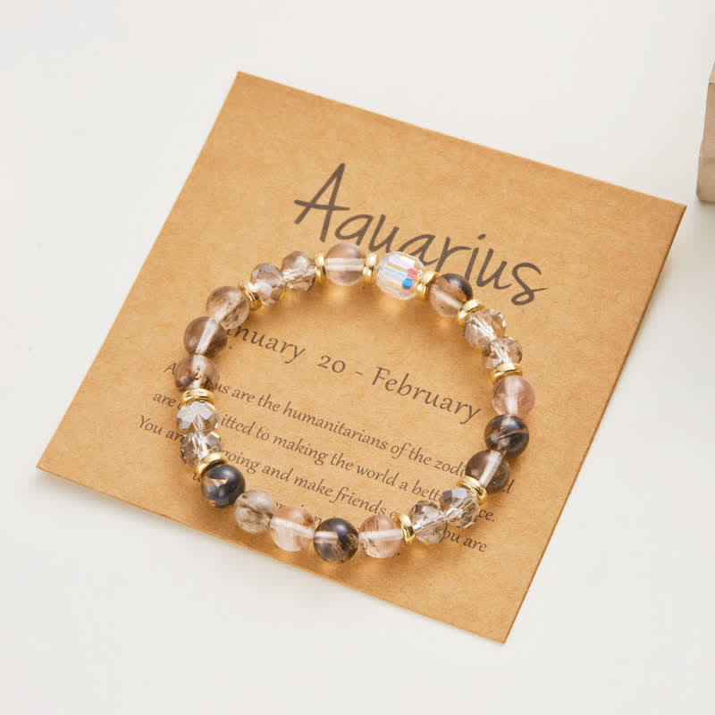 Olivenorma Colorful Natural Stone Crystal Twelve Zodiac Bracelet - Aquarius - image 29