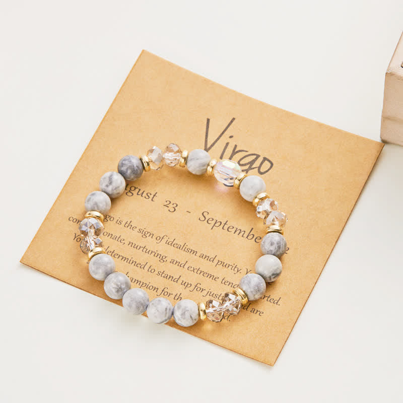 Olivenorma Colorful Natural Stone Crystal Twelve Zodiac Bracelet - Virgo - image 14