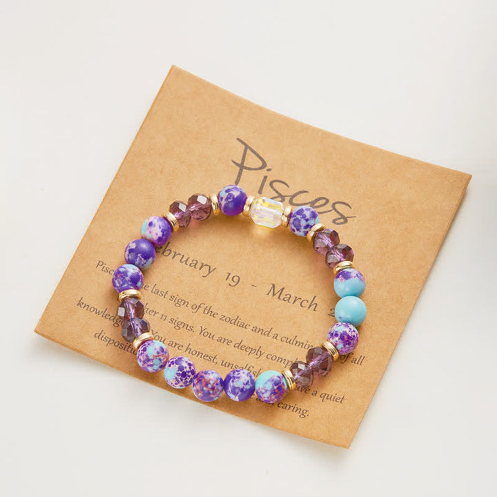 Olivenorma Colorful Natural Stone Crystal Twelve Zodiac Bracelet - Pisces - image 31