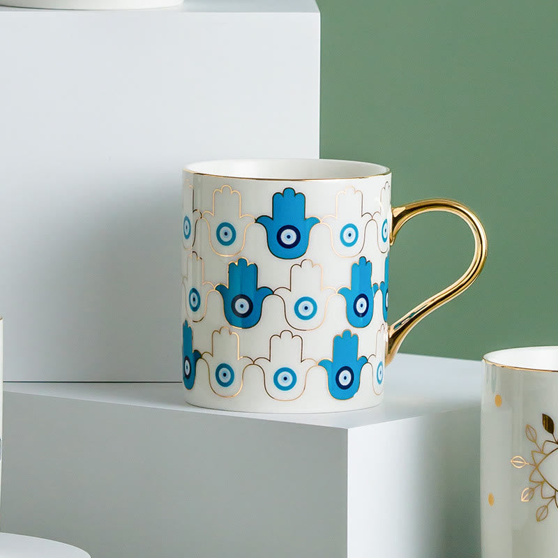Olivenorma Evil Eye Ceramic Coffee Mug Tea Cup - Hamsa and Evil Eye #1 - image 1
