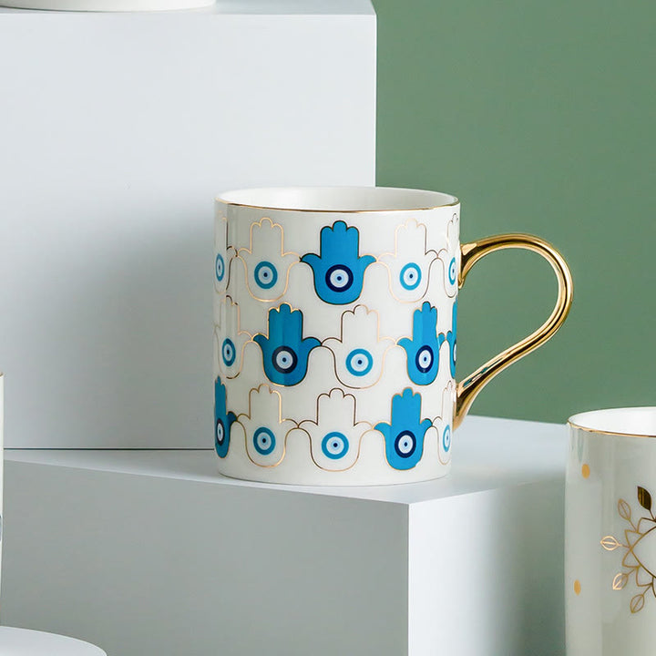 Olivenorma Evil Eye Ceramic Coffee Mug Tea Cup - Hamsa and Evil Eye #1 - image 1