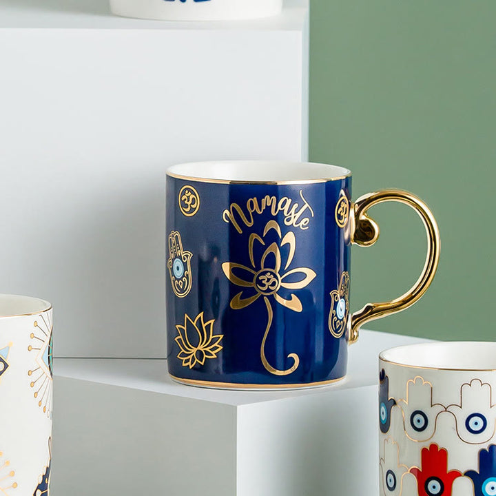 Olivenorma Evil Eye Ceramic Coffee Mug Tea Cup - Lotus - image 11