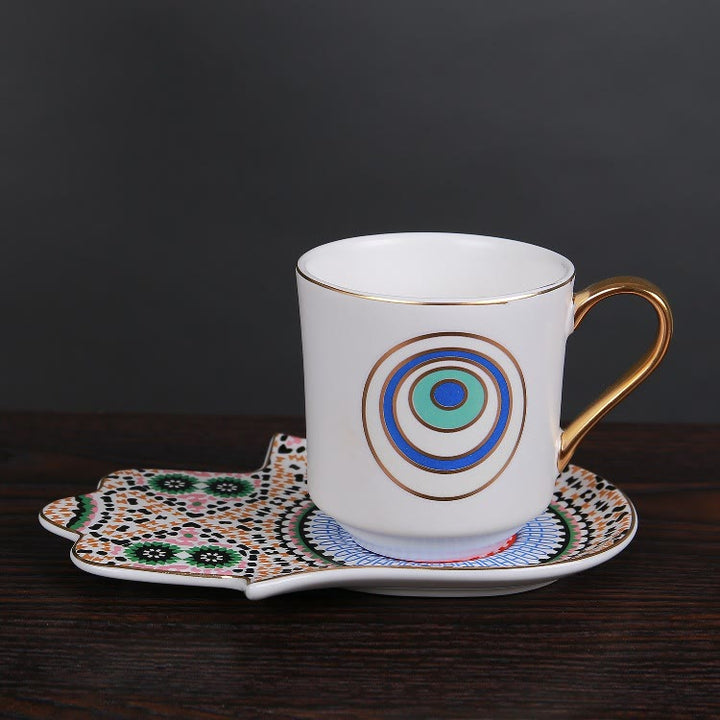 Olivenorma Bohemian Hamsa Hand Mug Cup with Coaster - Style #1 - image 1