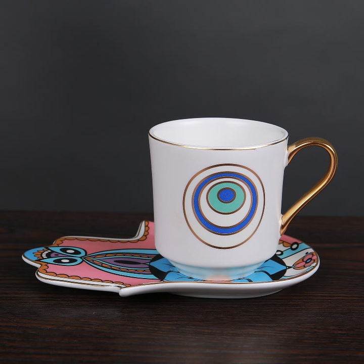 Olivenorma Bohemian Hamsa Hand Mug Cup with Coaster - Style #2 - image 4